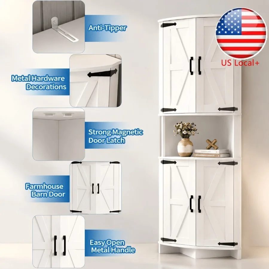 Cabinet Hinges - 64.8 Tall Corner Cabinet with Doors