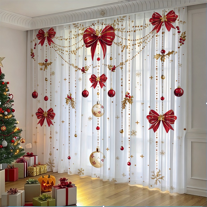 2PCS Christmas Sheer Curtains, - огляд і ціна Curtain Rods
