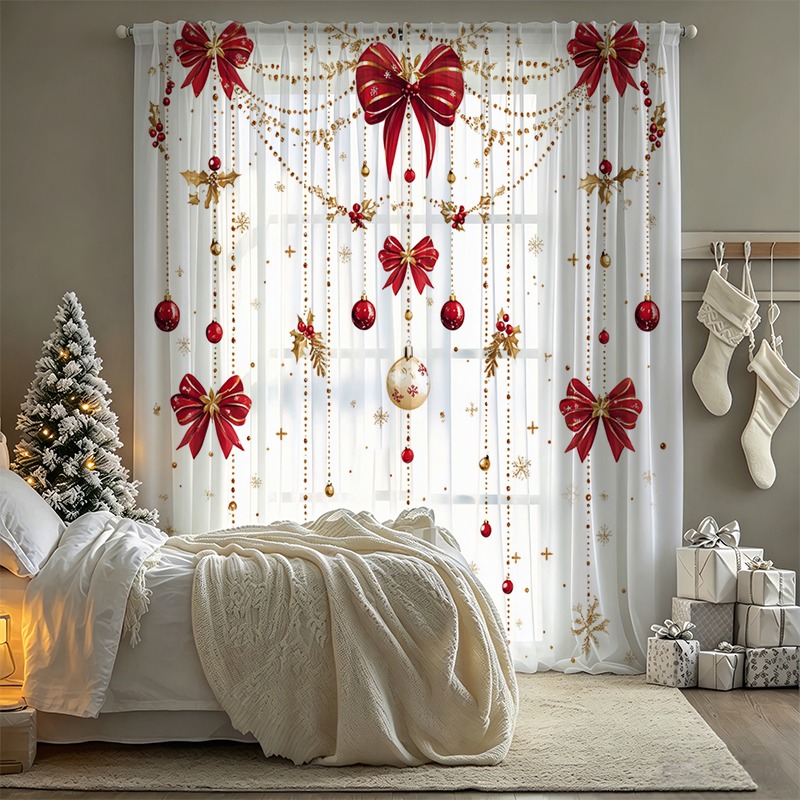 2PCS Christmas Sheer Curtains, - огляд і ціна Curtain Rods