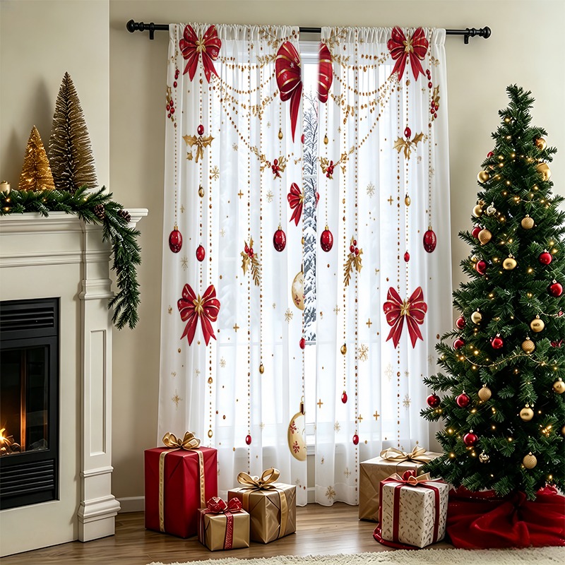 2PCS Christmas Sheer Curtains, - огляд і ціна Curtain Rods