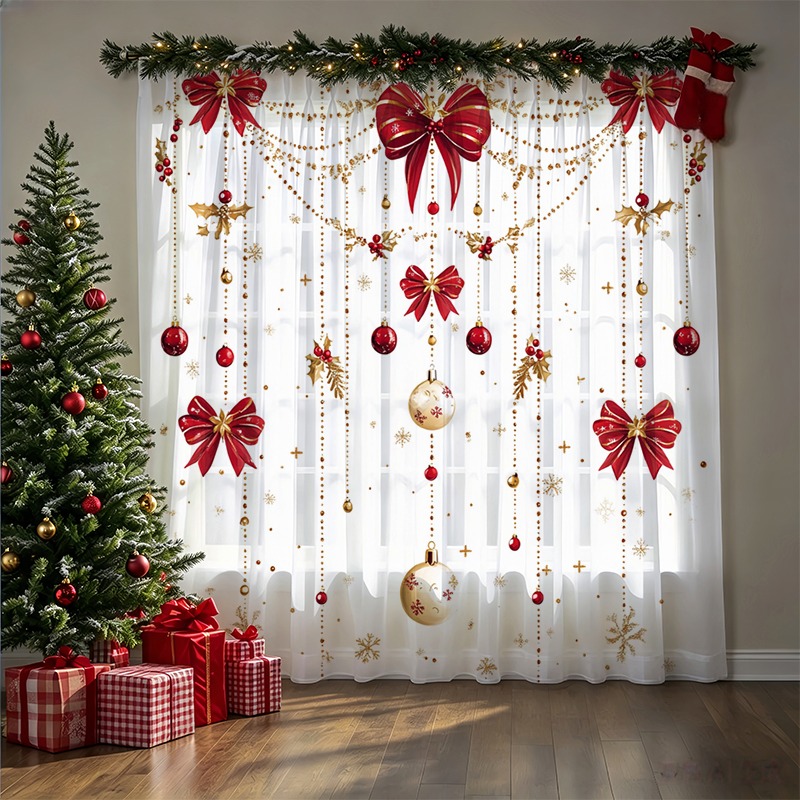 2PCS Christmas Sheer Curtains, - огляд і ціна Curtain Rods