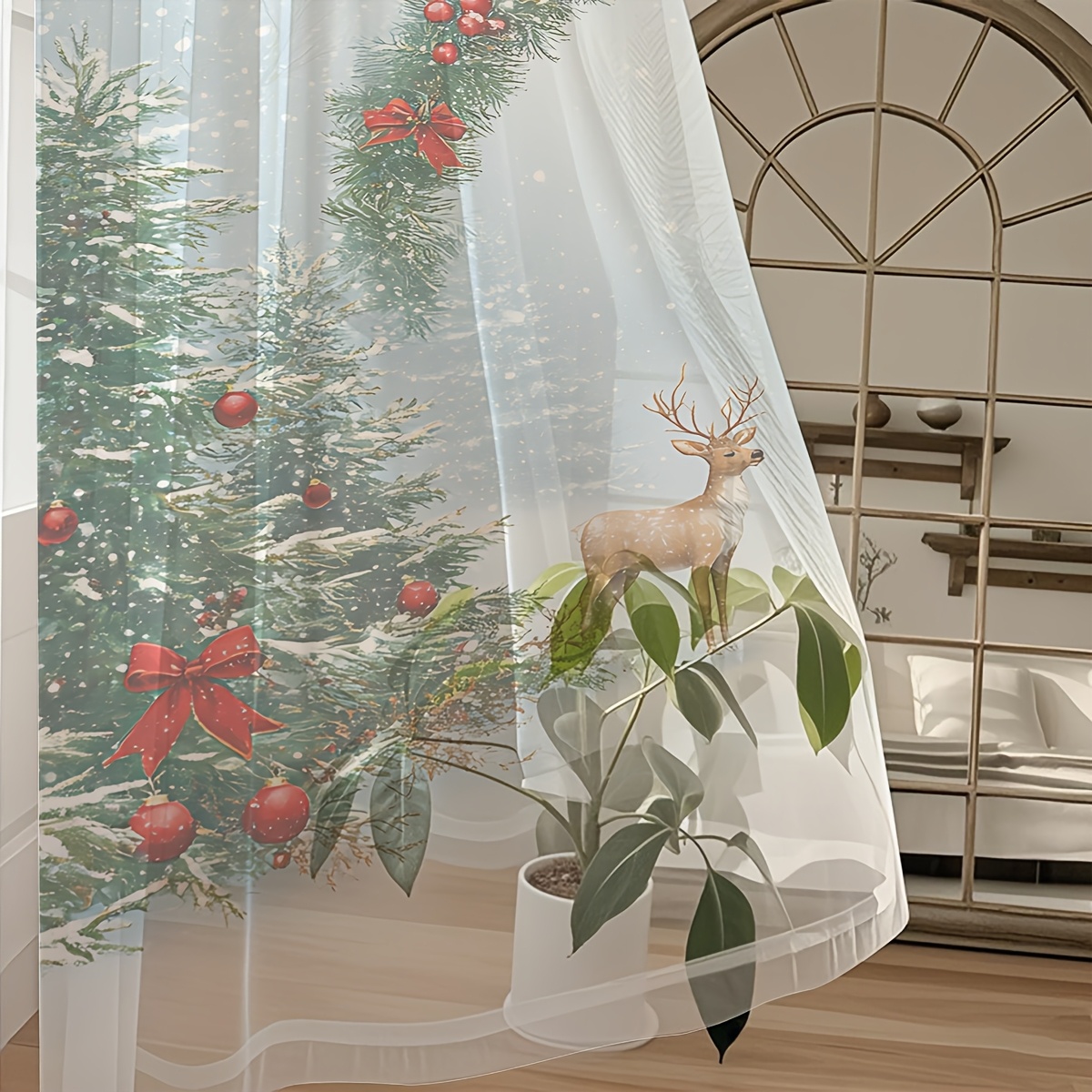 2PCS Christmas Winter Sheer Cu - огляд і ціна Curtain Rods