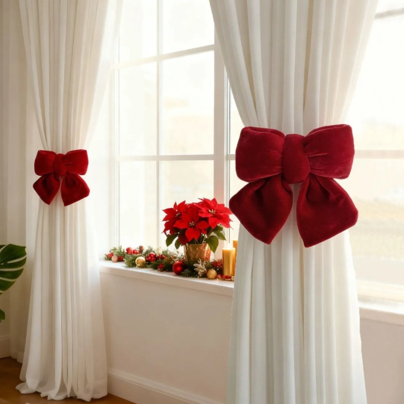 2PCS Burgundy Velvet Curtain T - огляд і ціна Curtain Rods