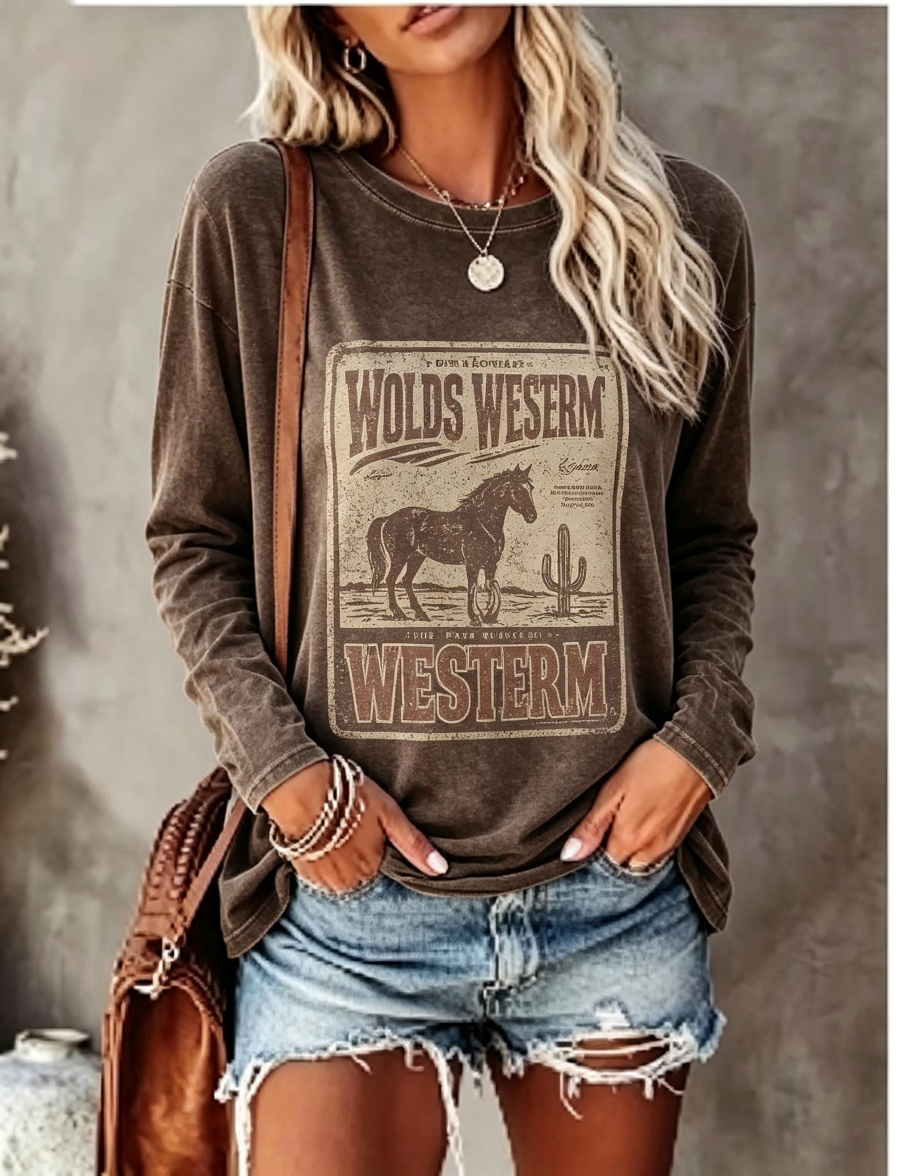 Women Long Sleeve T Shirt Vint - огляд і ціна Wallpaper