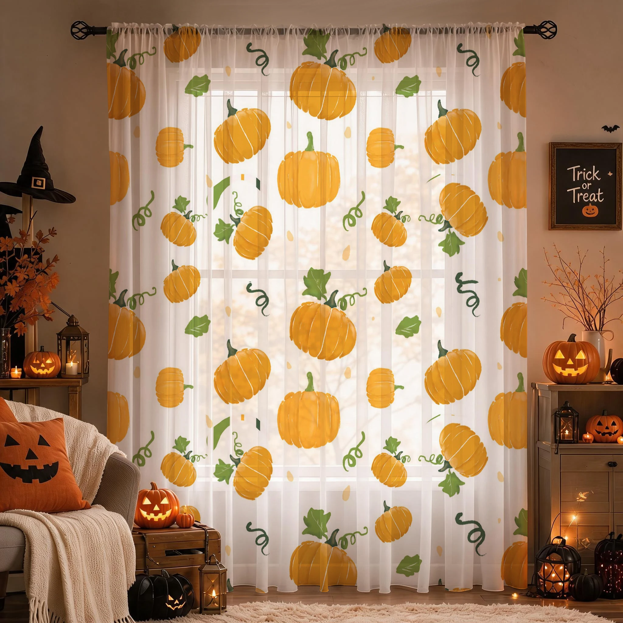 Halloween Sheer Curtain Rod Po - огляд і ціна Curtain Rods